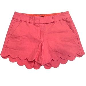 J Crew Factory Scalloped Hem Shorts Coral Orange Size 00